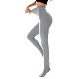 Durio Thermo Strumpfhose Damen Winter Extra Warm Strumpfhosen Damen Gefütterte Strumpfhose Thermo Leggins für Damen Hellgrau Einheitsgröße