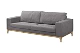 S-Style Möbel Vino Sofa 3-Sitzer Skandi-Stil 3er Couch Wohnzimmer Möbel Freistehend mit Holzfüßen 226x94x83 cm Grau