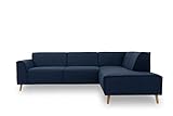 DOMO. Collection Ecksofa Jules, Skandinavisches Sofa mit Federkern, 263 x 191 x 81 cm, Eckcouch in dunkelblau