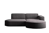 Kaiser Möbel Ecksofa Modena Studio Parma - Modern Design Couch, Sofagarnitur, Couchgarnitur, Polsterecke, freistehend, Stoff Dicker Cord Poso Dunkelgrau Rechts