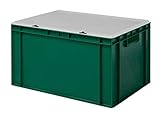 1a-TopStore Design Eurobox Stapelbox Lagerbehälter Kunststoffbox in 5 Farben und 16 Größen mit transparentem Deckel (matt) (grün, 60x40x33 cm)