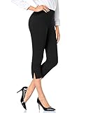 Tapata Damen Hose Sommer für Frauen 3/4 Capris Hosen Freizeit Leichte Sommerhose Crop Büro Bürohose, Schwarz, XL