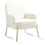 Sepnine Modern Wohnzimmer Sessel Samt Lounge Sessel für Wohnzimmer und Schlafzimmer Sofa Stuhl bis 135 kg Weiß