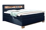 Froschkönig24 Nevada Boxspringbett Bett 160 x 200 cm Blau Sawana/Plankeneiche, Ausführung:Variante 2