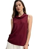 LilySilk Damen Reine Seide Tank Top Frauen 22MM ärmelloses Shirt mit Rundhalsausschnitt Mädchen Sommer Casual Bluse in Rot und Schwarz für Arbeit oder Alltag(Ochsenblut,L)