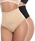 SOLO ACTFIT Damen Miederslip Bauchweg Mieder String Tanga Unterwäsche Hohe Taille Figurformende Slip Stark Miederhose Shapewear Unterhose (as3, Alpha, m, Regular, Regular, Schwarz+Beige)