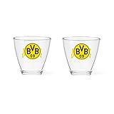 Borussia Dortmund Unisex – Erwachsene Bvb Wassergläser 2er Set Wassergl ser, Schwarz, Einheitsgröße EU