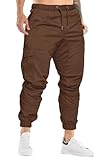 Cindeyar Herren Hosen Slim Fit Casual Jogger Sporthose Freizeithose Cargo Chino Jeans Hose (L, Braun 01)