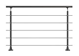 Modernes Geländer-Set in Anthrazit aus Aluminium mit Edelstahlrohren - Aufgesetzte Montage - Länge 150 cm (kürz- und verlängerbar) – Treppengeländer, Terrassengeländer - Innen- und Außenbereich