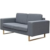 KRHINO 2-Sitzer-Sofa aus hellgrauem Stoff, klassisches Design, Rahmen aus Holz + Bezug aus künstlichem Wildleder mit Polsterung, einfache Montage