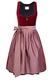 Edelnice Trachtenmode Exklusives Designer Midi Dirndl Lilly Samt rot inkl. Dirndlschürze Gr. 32-54 (46)