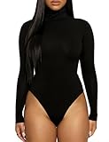 Rongseng Body Damen Langarm Elegant Bodysuit Tops Schildkröte Mock Neck Langarm Bodys Slim Fit Damenbody Unterziehbody Stringbody Stretch Rollkragenpullover Sexy Langarmbody Langarmshirt für Frauen