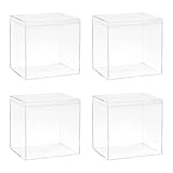 Keboyoe 4 Stück Acrylbox mit Deckel Acrylbox Schaukasten Geschenkbox Durchsichtig Kleine Transparente Quadratische Acrylbox für Schmuck,Vitrine,Figuren,Süßigkeiten Verpackung-8,5 x 8,5 x 8,5 cm