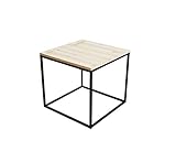 Spetebo Metall Beistelltisch mit Holz Tischplatte - 39x39x36 cm - Couchtisch Sofatisch Tisch