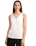 LilySilk Frauen V-Ausschnitt Ärmelloses Seide Tank Top für Damen Weiche Camisole Oberteil Weste Sommer 100% Seide von 22 Momme(Papyrusweiß,L)