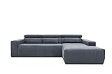 DOMO. Collection Brandon Ecksofa, Sofa mit Rückenfunktion in L-Form, Polsterecke, Eckgarnitur, dunkelgrau, 285 x 175 cm