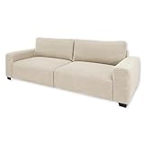 Stella Trading ELBA Big Sofa in Cord-Optik, Cream - Bequeme Wohnzimmer 3-Sitzer Couch - 274 x 93 х 113 cm (B/H/T)