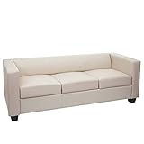 Mendler 3er Sofa Couch Loungesofa Lille - Leder, Creme