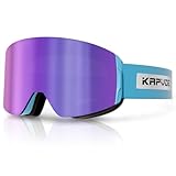 KAPVOE Skibrille Magnet für Damen und Herren - Schneebrille 100% UV-Schutz für brillenträger, Anti-Nebel Snowboard Brille Ski Goggles für Jungen und Mädchen 04 lila blau