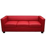 Mendler 3er Sofa Couch Loungesofa Lille - Leder, rot