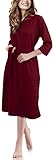 NY Threads Luxuriöser, leichter Damen-Bademantel/Frauen Morgenmantel aus weichem Poly-Baumwollstrick (Medium, Burgundy)