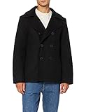 Brandit PEA COAT MANTEL SCHWARZ WOLLE US MARINE JACKE HERREN WINTERJACKE CABAN, Größe:3XL