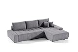 Mars Meble Ecksofa Sofa Draco mit Schlaffunktion + Bettkasten Couch Wohnzimmer Polstermöbel (rechte Seite, grau)