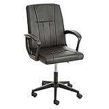 Baroni Home Office Chair mit höhenverstellbaren Armlehnen aus Kunstleder, ergonomischer Sitz, gepolsterter Büro- und Arbeitsstuhl mit Drehfunktion, 90x56x44 cm (Schwarz)