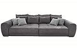 Big Sofa XXL 306 cm x 134 cm, bequeme Lounge Couch mit hochwertiger Federkernpolsterung, viele Kissen, Liegefläche 120 cm x 240 cm, angenehmer Mikrofaserstoff-Bezug in Grau / 15114
