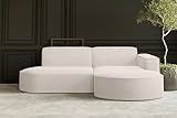 Kaiser Möbel Ecksofa Modena Studio Parma - Modern Design Couch Sofagarnitur Couchgarnitur Polsterecke freistehend, Stoff Neve Ecru Rechts