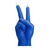 Peace Sign Candle 'Victory' Hand Gesture – Dekorative Schreibtisch Statue Finger Skulptur für Heimdekoration, Regal, beeindruckende realistische Details, Hippie Woodstock Geschenk 15.2 cm H (blau)