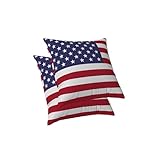 ggaimwf Amerikanische Flagge Kissenbezug USA-Flagge Kissen zum Unabhängigkeitstag Leinenquadrat Kissenbezüge Startseite Dekorativer Kissenbezug Stuhl Schlafzimmer Wohnzimmer 40x40cm 2er-Set
