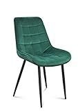 MARK ADLER Prince 3.0 Esszimmerstühle Polsterstuhl wohnzimmerstuhl Sessel mit Rückenlehne Sitzfläche aus Samt Bürostuhl mit Metallbeine bis 130 kg belastbar Grün