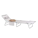 SoBuy OGS35-MI Gartenliege Sonnenliege Relaxliege mit Seitentasche Liegestuhl klappbar Strandliege