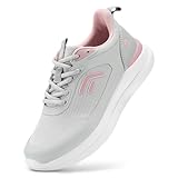 FitVille Turnschuhe Damen Extra Breit Walkingschuhe Atmungsaktiv Sneaker Fitness Outdoor Tennis Jogging rutschfest Training Schuhe Gym Hallenturnschuh für Breite Füße,Grau mit Rosa,40 EU,Weit