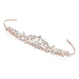 KOMUNJ Krone Damen, Braut Diadem Krone Strass Tiara Krone Kristall Hochzeit Tiara, Prinzessin Krone, Diadem Tiara, Kristall Diadem, für Hochzeit, Karneval, Mottoparty, Festzüge, Party (Roségold)