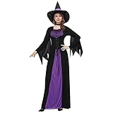 Damen Hexenkostüm Zauberin Hexe Kostüm Faschingskostüme Cosplay Halloween Party Karneval Fastnacht Kleid für Erwachsene Elegantes Hexenkostüm