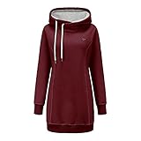 ELFIN Hoodie Pullover Damen Lange Sweaterkleid Kapuzenpullover Sweatshirt Pulli Herbst Winter