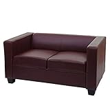 Mendler 2er Sofa Couch Loungesofa Lille - Kunstleder, rot-braun