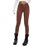 Toocool Jeans Damen Skinny Slim Stretch Slim Fit Hose VI-8006, Braun, L