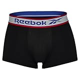 Reebok Men's Mens Sports Trunks with Moisture Wicking, Logo Branded Contrasting Waistband Boxer Shorts, Schwarz mit reinem Grau, M