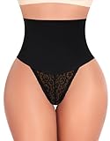 Werkiss Shapewear Damen Bauchweg Unterhose Spitze String Tanga Slip Miederhose Miederslip Figurformende Shaping Unterwäsche Miederpants Unterbauch Kontrolle Body Shaper(#1 Schwarz, 3XL)