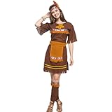 Sintege Indianerin Kostüm für Frau Indianer Kleid Damen und Indianische Accessoires Set Indianermädchen Outfit Boho Amerikanisches Kostüm mit Stamm Mottoparty Faschingskostüm Indianerkostüm (XL)