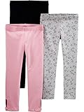 Simple Joys by Carter's Baby Mädchen 3-Pack Infant-and-Toddler-Leggings, Grau Tiermuster/Rosa/Schwarz, 18 Monate (3er Pack)