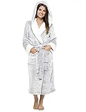 CityComfort Bademantel Damen Flauschig, Fleece Morgenmantel Damen mit Kapuze, Dressing Gown Women (Zweifarbiges, S)