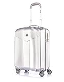 ABISTAB VERAGE V-LITE Ultraleicht Hartschalenkoffer Ab 1,9kg 4 Doppelrollen TSA Schloss, Handgepäckkoffer S-55cm 37L, Bordgepäck Reisekoffer ABS/PC Trolley, Silber