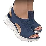 higyee Orthopädische Sandalen für Damen, bequem, Sport-Sandalen mit Reißverschluss, orthopädisch, super Comfy Sports Knit Sandals Mesh Soft Sole Fashion Schuhe für Frauen