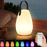 light to hope LED Akku Outdoor Lampe mit Fernbedienung Dimmbare Tischlampe Kabellos 8 Farben & Warmweiß IP44 Wasserdicht USB-C Camping Lampe für Außen, Garten, Terrasse, Esstisch, Bar 14 x 20 CM