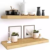 EVERSON Premium 100% Natural Wooden Floating Shelves for Wall Decor (2 Pc) 24 x 9 INCH Wall Mounted Shelves Wall Shelf Wood Wall Shelves for Living Room Wood Shelf Wooden Shelves Floating Shelf