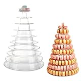 Macaron-Turm-Präsentationsständer, transparent, rund, Macaron-Turm, Tablett, Macaron-Display, Regal und Kunststoff-Kuchen-Dessert-Ständer für Weihnachten, Hochzeit, Geburtstag, Party-Dekoration (10